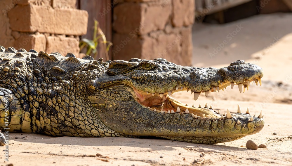 Obraz premium Croc's head in open mouth