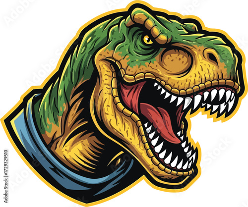 Fierce tyrannosaurus rex, prehistoric predator on a modern design