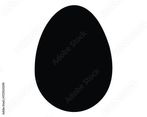 Simple minimalistic black egg illustration on a white background surface backdrop