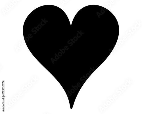 Solid black heart shape on white background symbolizing love and emotion