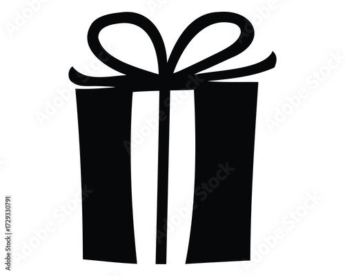 Stylized Silhouette Gift Box with Ribbon and Bow for Holiday Celebrations