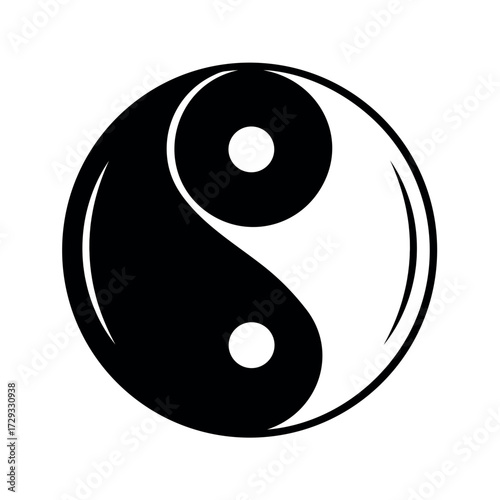 Black and white yin yang symbol with white dots taijitu duality