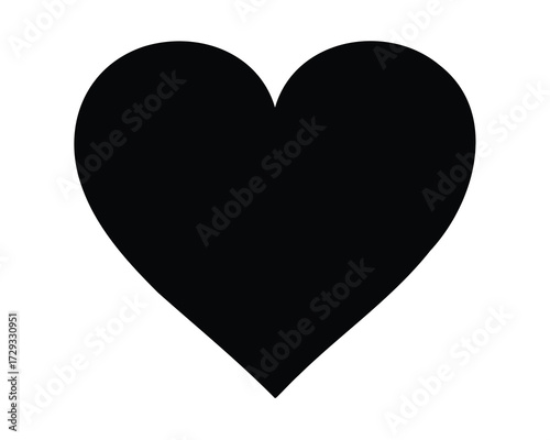 Solid black heart shape on a white background, minimal love icon