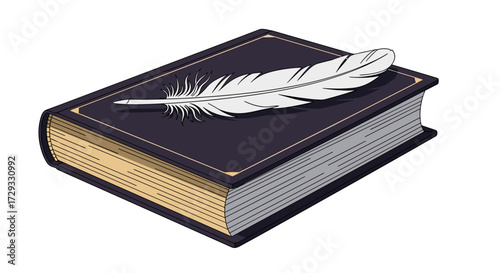 Black prayer book with silver feather on top  