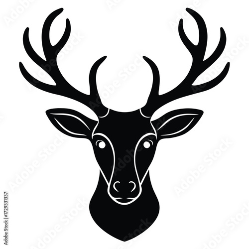 single reindeer head vector icon
