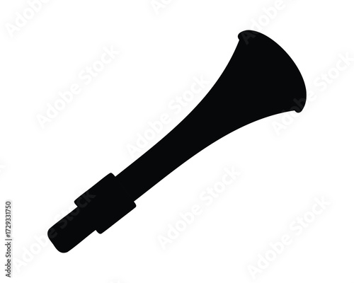 Silhouette of a traditional shofar, a symbolic horn instrument, used for Jewish holidays