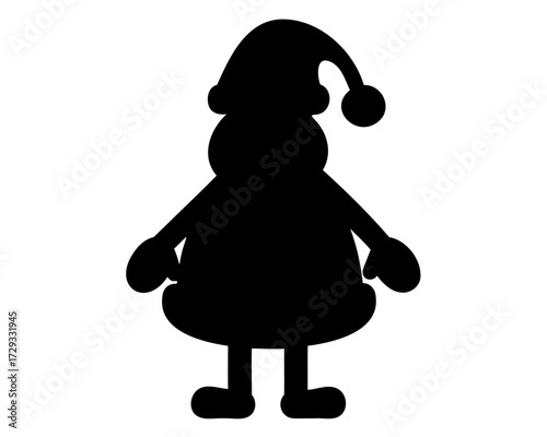 Black silhouette of a Santa Claus like character standing in place