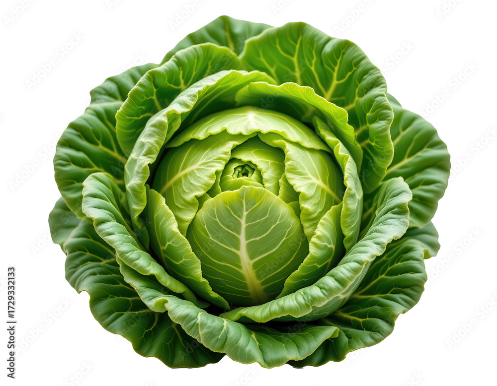 Obraz premium Fresh Green Cabbage with Lush Leaves and Intricate Details