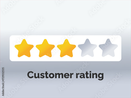 Customer satisfaction survey with three stars displayed three out of five stars