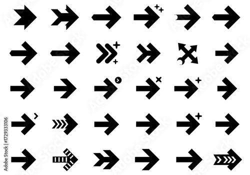 Modern Black Arrow Icons Set for UI/UX Design, Navigation, and Web Interface