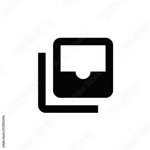 Icon representing a layered document or a file, commonly used for various digital applications.