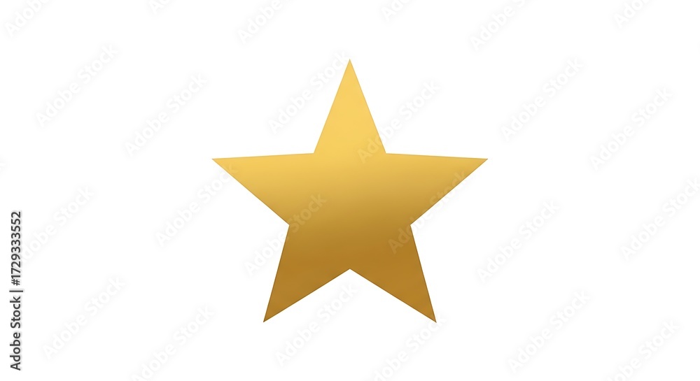 Fototapeta premium Elegant five-pointed golden star with a subtle metallic gradient, isolated on a white background.