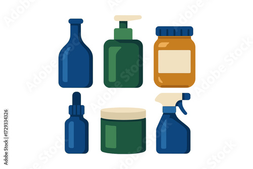 Assortment of diverse product containers and bottles for beauty, health, and household items in a clean, modern style