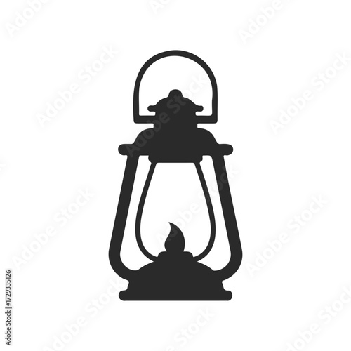 Vintage kerosene lantern silhouette icon on white background