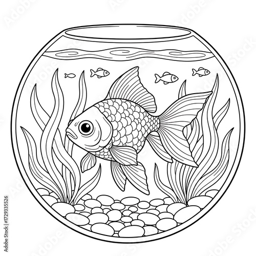 Goldfish in a bowl isolated on white background