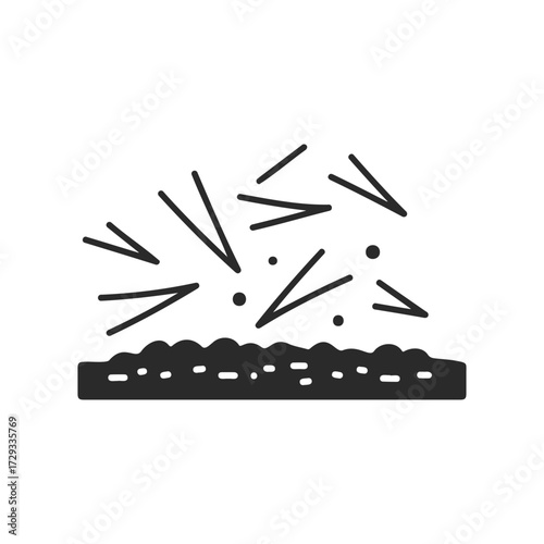 Black and white icon of penetration resistance with arrows and surface