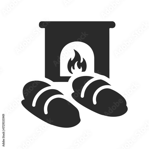 Bakery icon: fresh bread loaves with oven symbol