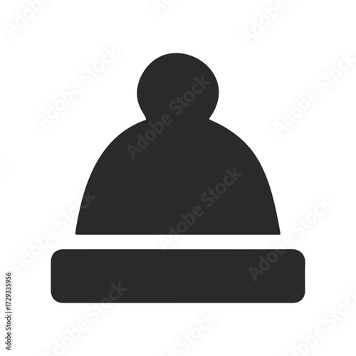 Simple knitted beanie hat icon in black and white