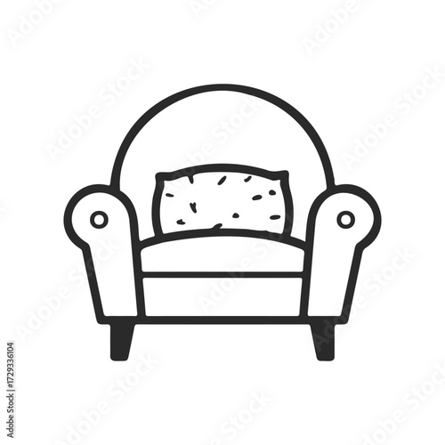 Simple line art of armchair with cushion