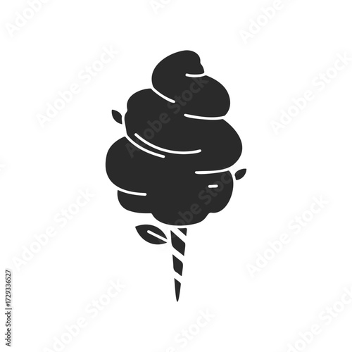 Black silhouette of cotton candy icon on stick
