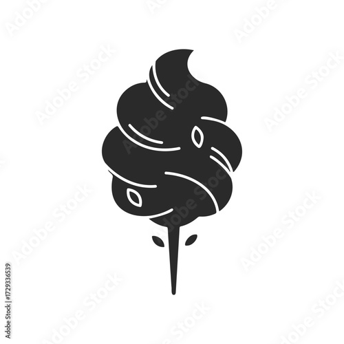 Minimalist black cotton candy icon isolated on white background
