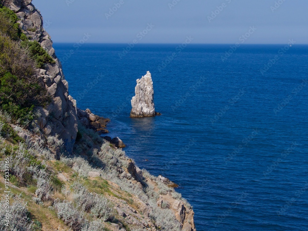 Fototapeta premium The Swallow's Nest castle, Gaspra,Yalta area, Crimea 2019, view from mountains