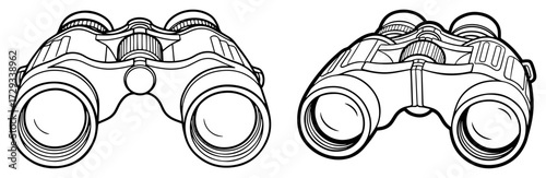 Two Vintage Binoculars in a Detailed Hand Drawn Style