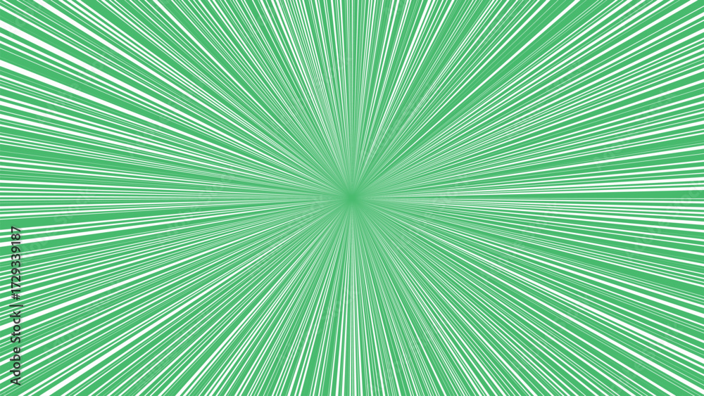 Fototapeta premium Abstract green radial zoom effect with white lines illustration design