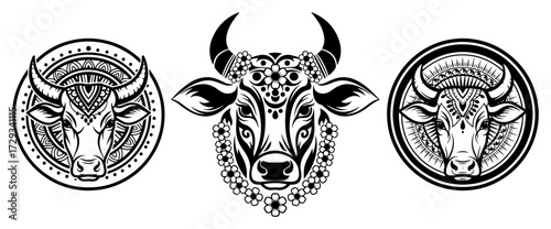 Indian Holy Cow Head with Ethnic Ornaments