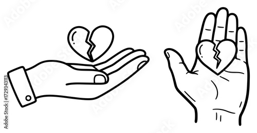 Hand Holding a Broken Heart Icon