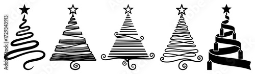 Set of Abstract and Stylized Christmas Tree Icons