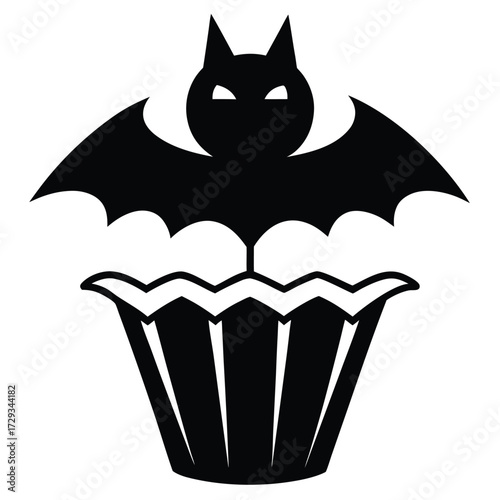 cupcake with bat topper vector icon