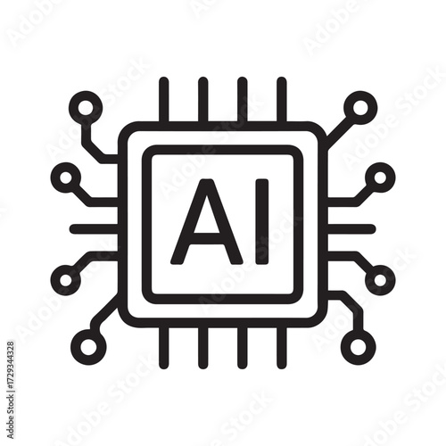 Minimal Black and White AI Chip Icon
