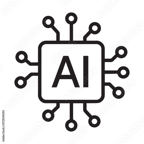 Minimal Black and White AI Chip Icon