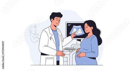 An Ultrasound Examination Demonstrates The Health And Well Being Of The Unborn Child