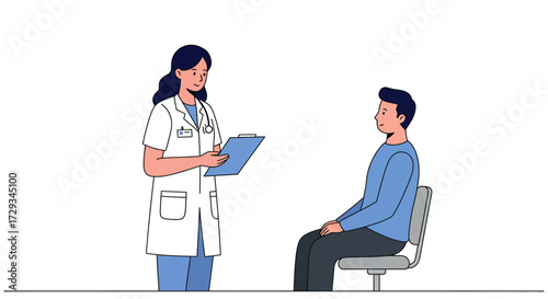 Caring doctor consults with patient, discussing health with medical expertise and a friendly approach for optimal wellness.