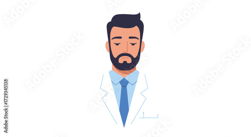 Professional bearded man in white lab coat and blue tie, representing medical expertise and scientific innovation in healthcare settings.