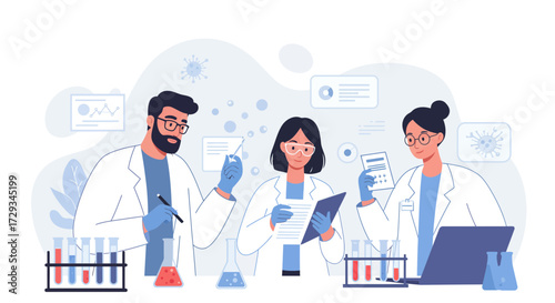 Dedicated scientists collaborating on groundbreaking research in a modern laboratory environment, focusing on discovery and innovation.