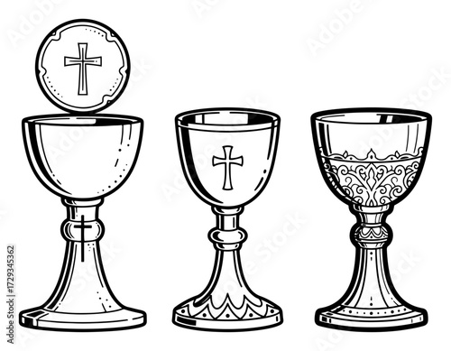 Vintage Chalice Illustrations for a Holy Communion