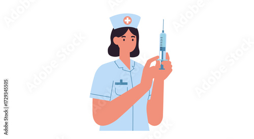Caring healthcare professional holding syringe ready for medical treatment, promoting wellness and vaccination awareness