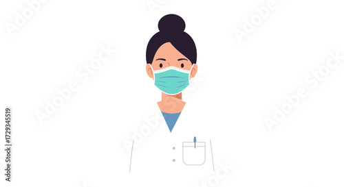 Dedicated healthcare professional wearing protective mask, ready to serve with compassion and expertise in modern medical setting