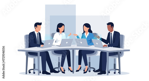 Business Professionals In A Modern Office Setting Discussing Work Procedures And Ideas
