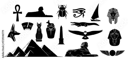 Ancient Egypt Icons and Symbols Set