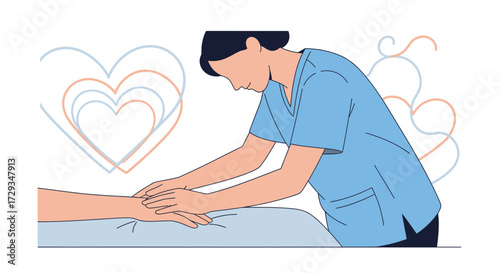 Compassionate Healthcare Professional Carefully Providing Aid and Gentle Support to a Patient