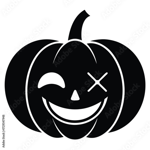winking pumpkin vector icon