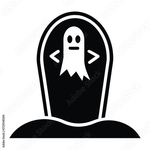 ghost emerging from grave vector icon
