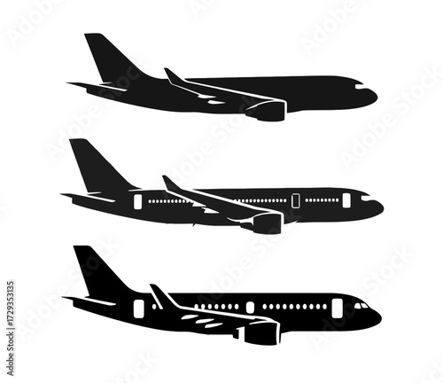 Airplane silhouette set a collection of aircraft profiles for travel, transportation, and aviation themes
