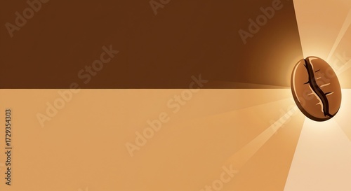 Coffee bean illustration with warm shades of brown and soft light glowing behind, emphasizing the rich texture of the coffee bean.