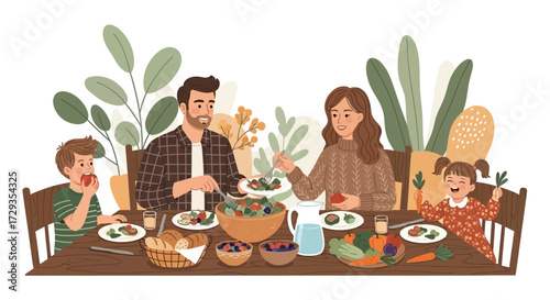 Family Enjoying Wholesome Meal Together, Celebrating A Moment Of Fellowship With Love