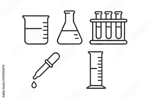 Scientific laboratory glassware and equipment for chemistry, medical research, and educational applications